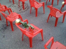 Tiny chairs for Sarajevo's youngest victims.