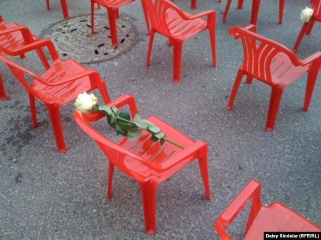 Tiny chairs for Sarajevo's youngest victims.
