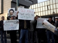 Iranian students demonstrating against UN sanctions outside Shell's Tehran office in December 2006 (epa)