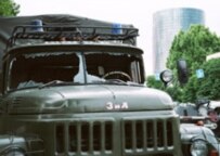 An Uzbek military truck that was damaged during the May 2005 Andijon unrest (ITAR-TASS)