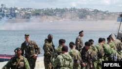 Russian marines of the Black Sea Fleet in Sevastopol on April 12