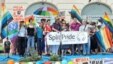 A scene from the Split Pride parade for gay rights in Split, Croatia, on June 9