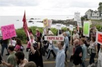 Protesters gathered near the Bush family home on Sunday (AFP)