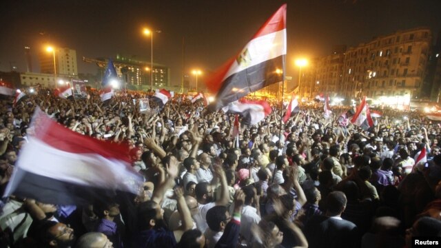 Egyptian protesters chant slogans against the military council on Tahrir Square in Cairo on June 20. 
