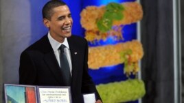 Barack Obama na dodjeli Nobelove nagrade, 2009.
