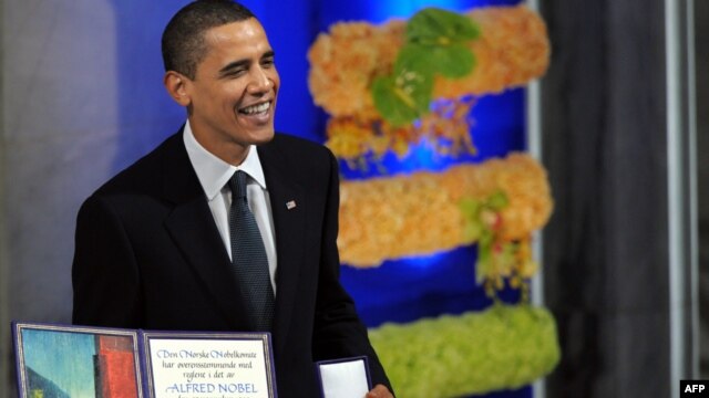 Barack Obama na dodjeli Nobelove nagrade, 2009.