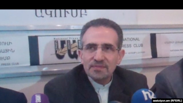 Armenia -- Iranian Ambassador Mohammad Reisi at a press conference in Yerevan. 12Feb2013
