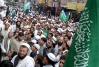 Demonstration against the attack on the madrasah on October 31 in Peshawar (epa)