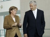 Merkel with Serbian President Boris Tadic earlier this year (file) (AFP)