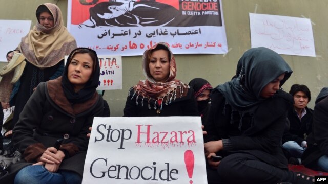 Ethnic Hazaras in Kabul, Afghanistan protest against the February 16 bombing in Pakistan that killed 89 people.