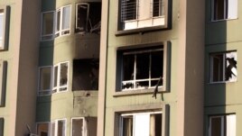 The house in Almaty which was the scene of a fatal shoot out between suspected criminals and police. 