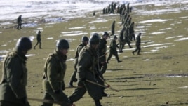 Russian servicemen during a military exercise at Russia's 201st military base in Tajikistan.