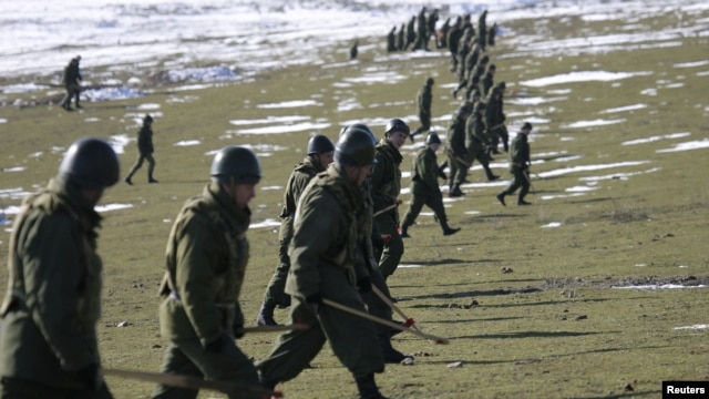 Russian servicemen during a military exercise at Russia's 201st military base in Tajikistan.