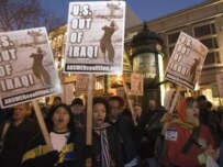 People in San Francisco demonstrating against increasing U.S. forces in Iraq on January 11 (epa)