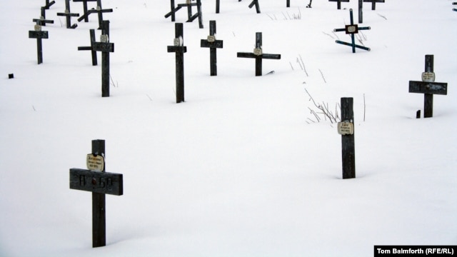 A cemetery for victims of the Gulag in Vorkuta in Russia's Far North