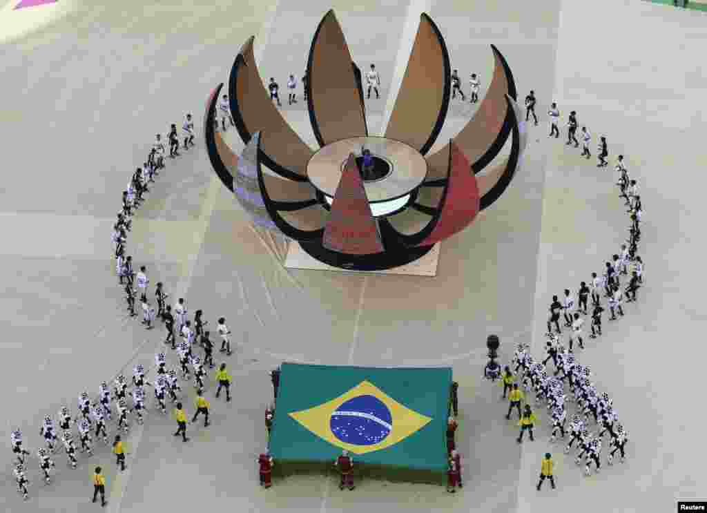 The Brazilian flag was displayed during one of the performances.