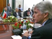 Kazemi-Qomi (left) meeting with Crocker (right)  today (AFP)