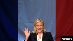 French National Front political party leader Marine Le Pen