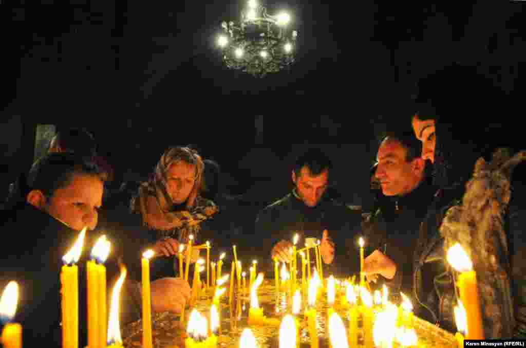 The Christmas candle liturgy at the Khor Virap Apostolic church in Armenia.