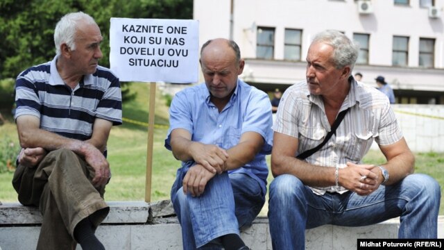 Protest radnika 'Pretisa', Sarajevo, 1. avgust 2012.