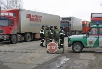 Trucks lined up at Ukraine's border with the Moldovan region of Transdniester earlier this month (TASS)