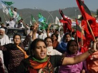 Demonstrators in Pakistan today (epa)