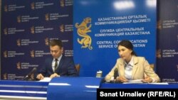 Батыс Қазақстан облыстық ішкі істер департаментінің өкілі Асылай Губашева брифингте. Орал, 7 маусым 2016 жыл.