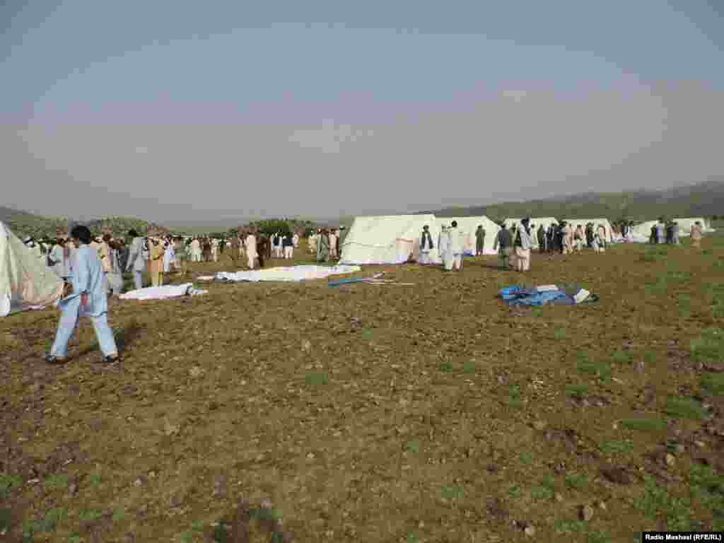 Afghan officials say the refugee camp was built in the Borikhel area of the Gorbaz district.