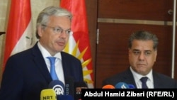 نائب رئيس الوزراء وزير الخارجية البلجيكي ديديه رينديرز يتحدث في أربيل