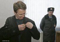 Vyachorka after being sentenced to 15 days' imprisonment in March
