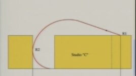 Skica pada avio bombe na zgradu RTV doma prikazana na suđenju Mladiću, 12. veljače 2013.