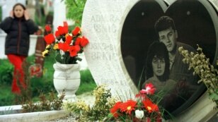 The gravestone for Admira Ismic and Bosko Brkic at Sarajevo's Lion Cemetery