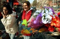 A Roma flower-seller in Belgrade (file photo) (epa)