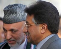 Musharraf (right) and Afghan President Karzai no longer seeing eye to eye (epa, file photo)