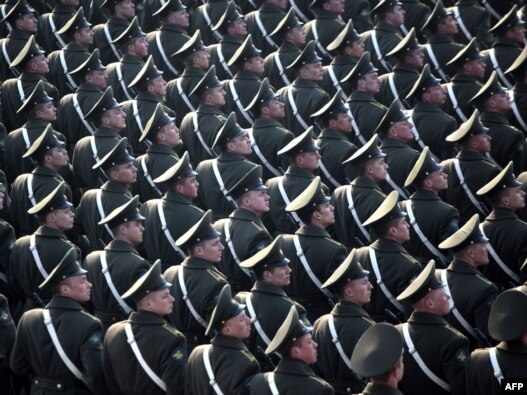 Young Russian men are required by law to serve in the army.