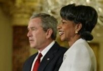 U.S. Secretary of State Condoleezza Rice with President George W. Bush (file photo)