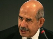 Muhammad el-Baradei speaking in Luxembourg today (AFP)
