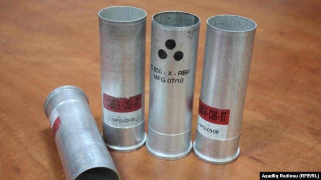 Tear-gas canisters used to disperse unruly crowds in Ismayili in January