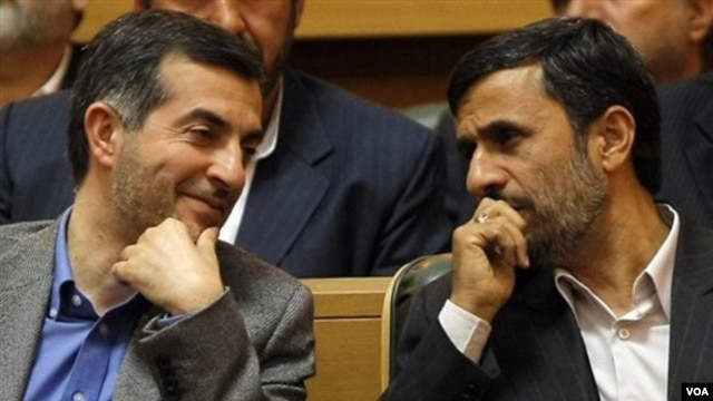 Many of his opponents believe Ahmadinejad is seeking to put close confidant Esfandiar Rahim Mashaei (left) in the presidential post.
