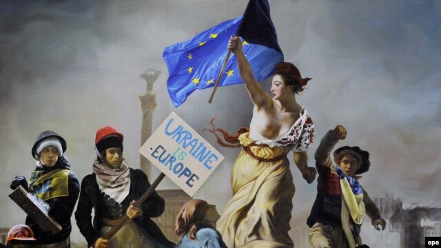 "Свобода на баррикадах", плакат на Майдане 21 март 2014