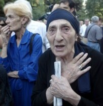 Kodori Gorge residents demonstrating against the Georgian military incursion on July 26 (epa)