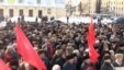 Pensioners and others entitled to free public transport in Kazan protest the curtailing of such privileges on January 9.