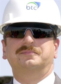 Azerbaijani President Ilham Aliyev at the starting point of the Baku-Tbilisi-Ceyhan pipeline (AFP)