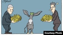 Serbian political cartoonist Corax's take on the upcoming Serbian elections