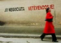 Graffiti in Pristina that says: 'No Negotiations -- Self-Determination' (epa)