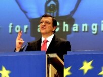 Barroso speaking in Brussels today (epa)