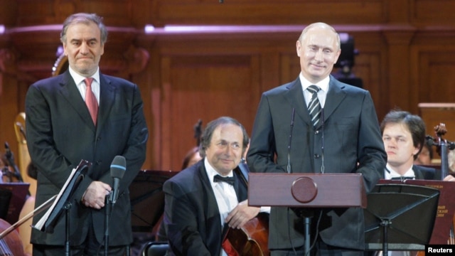 Valery Gergiyev (left), artistic director of the Mariinsky Theater, and Russian leader Vladimir Putin  open the International Tchaikovsky Competition in Moscow in June 2011.
