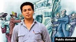 Баннер #FreeOrken в сети Facebook с требованием выпустить из-под ареста репортёра Азаттыка в Астане Оркена Бисенова.