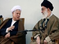 Rafsanjani (left) with Supreme Leader Ayatollah Ali Khamenei in February (Fars)