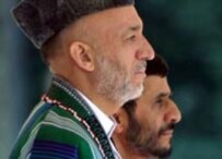 Iranian President Mahmud Ahmadinejad (right) with Afghan President Hamid Karzai (file photo) (epa)